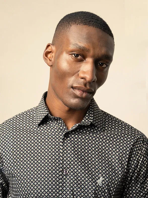 Printed Long Sleeve Shirt in Black Floral