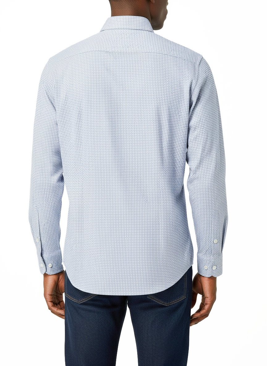 Lannister Micro Print LS Shirt in Light Blue