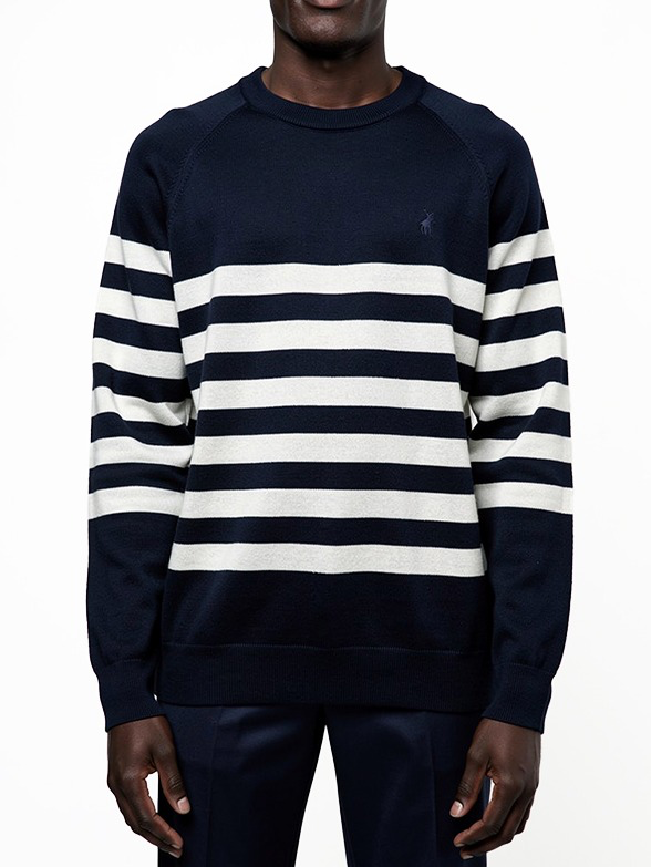 Stripe Long Sleeve Knit in Navy / White