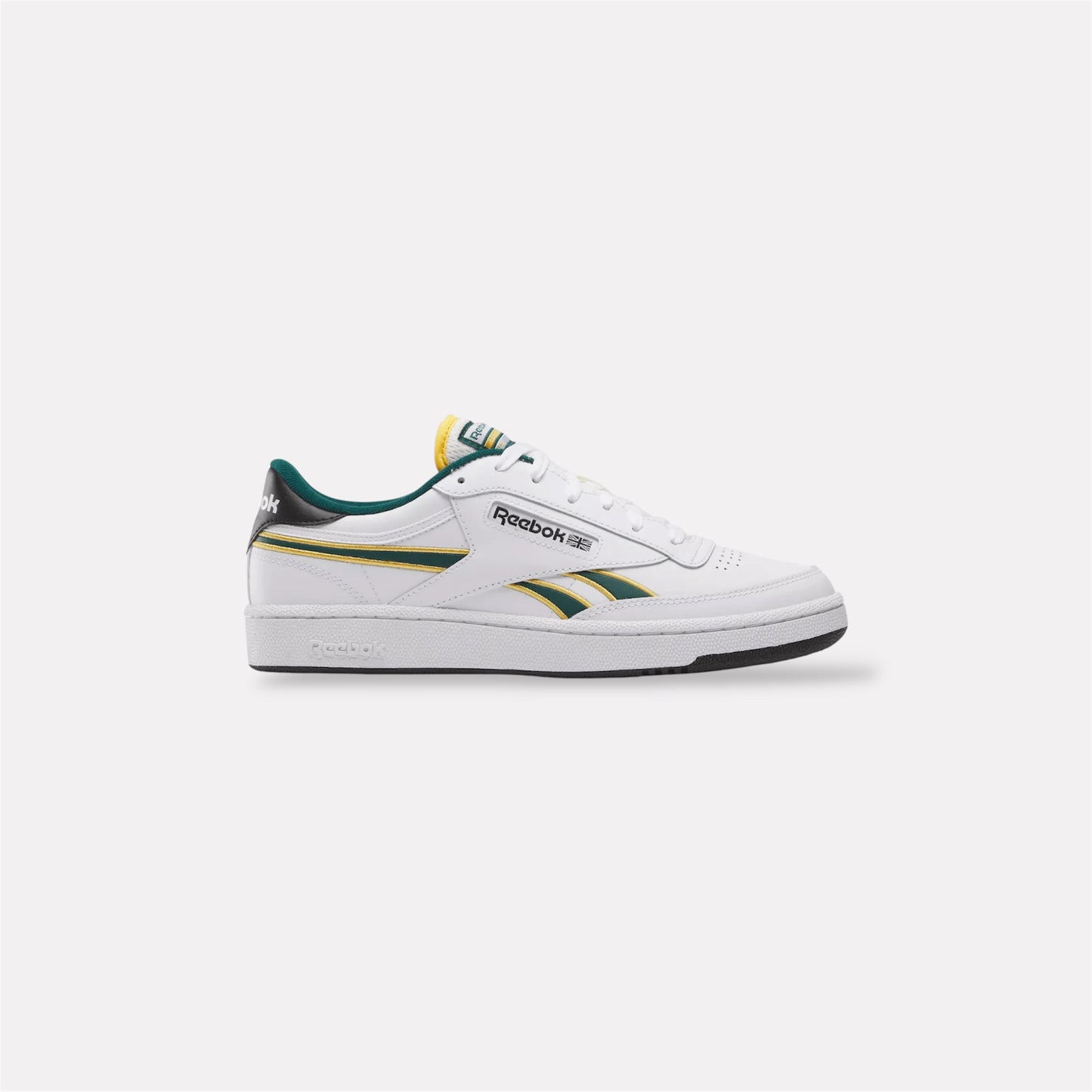 Club C Revenge Sneakers in White / Fierce Gold / Collegiate Green