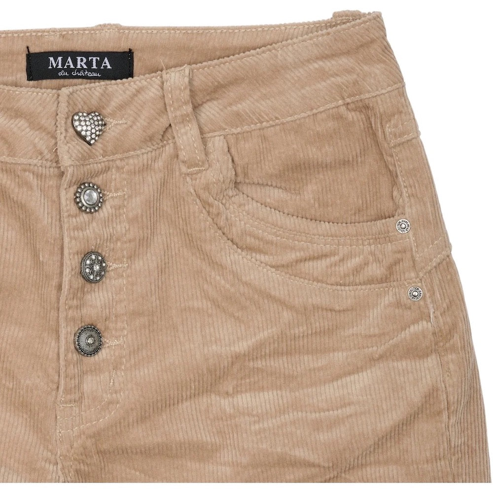 Lina Velvet Stretch Jeans in Beige