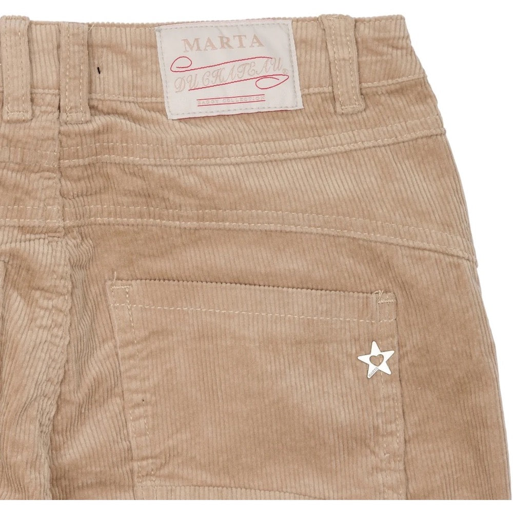 Lina Velvet Stretch Jeans in Beige