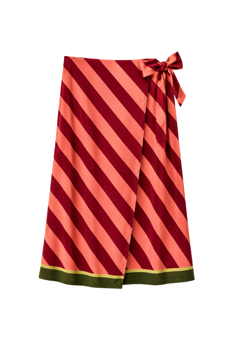 Dolce Maxi Wrap Skirt in Burgundy / Peach