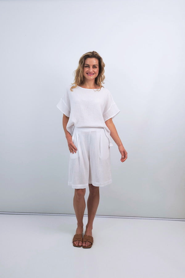 Steffi Cotton Box Top in White
