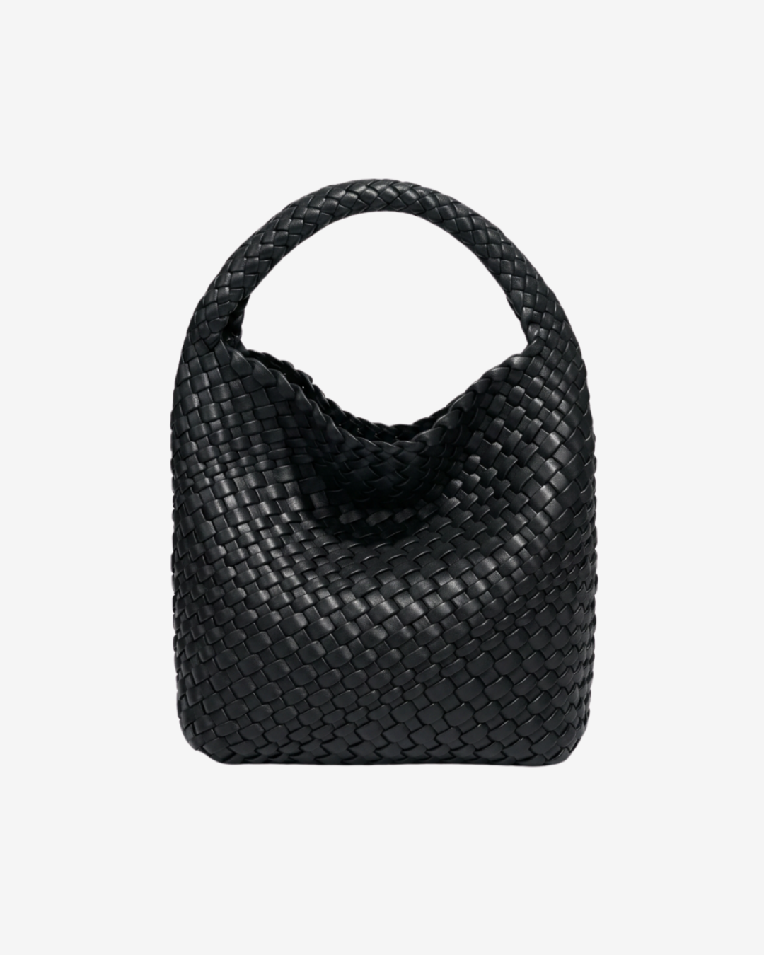 Mia Plaited Small Vegan Handbag in Black