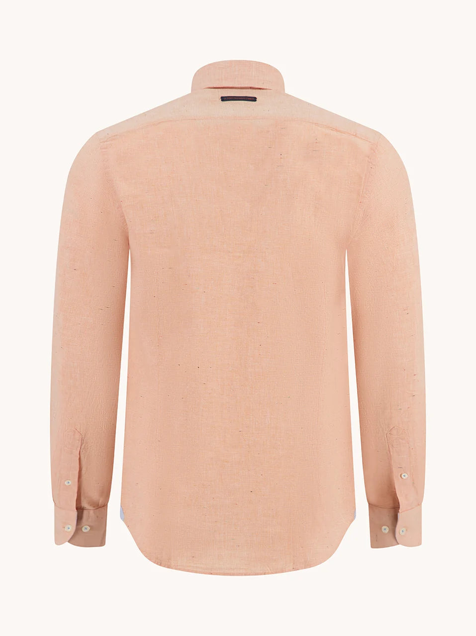 Small Check LS Cotton/Linen Shirt in Peach