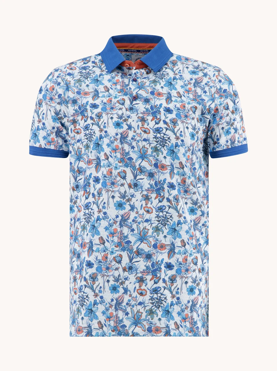 Floral SS Polo in Aqua Blue