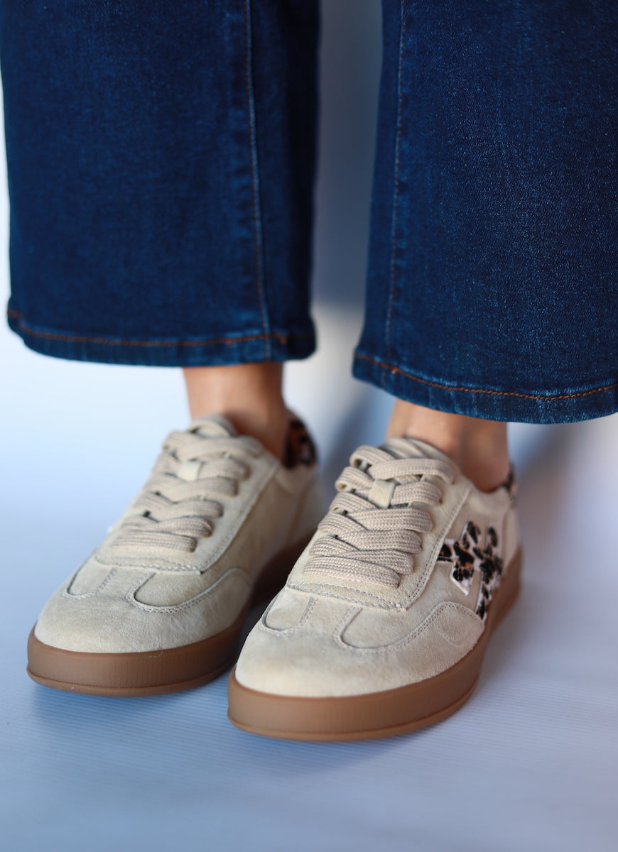 Lumi Suede Sneaker in Taupe / Leopard