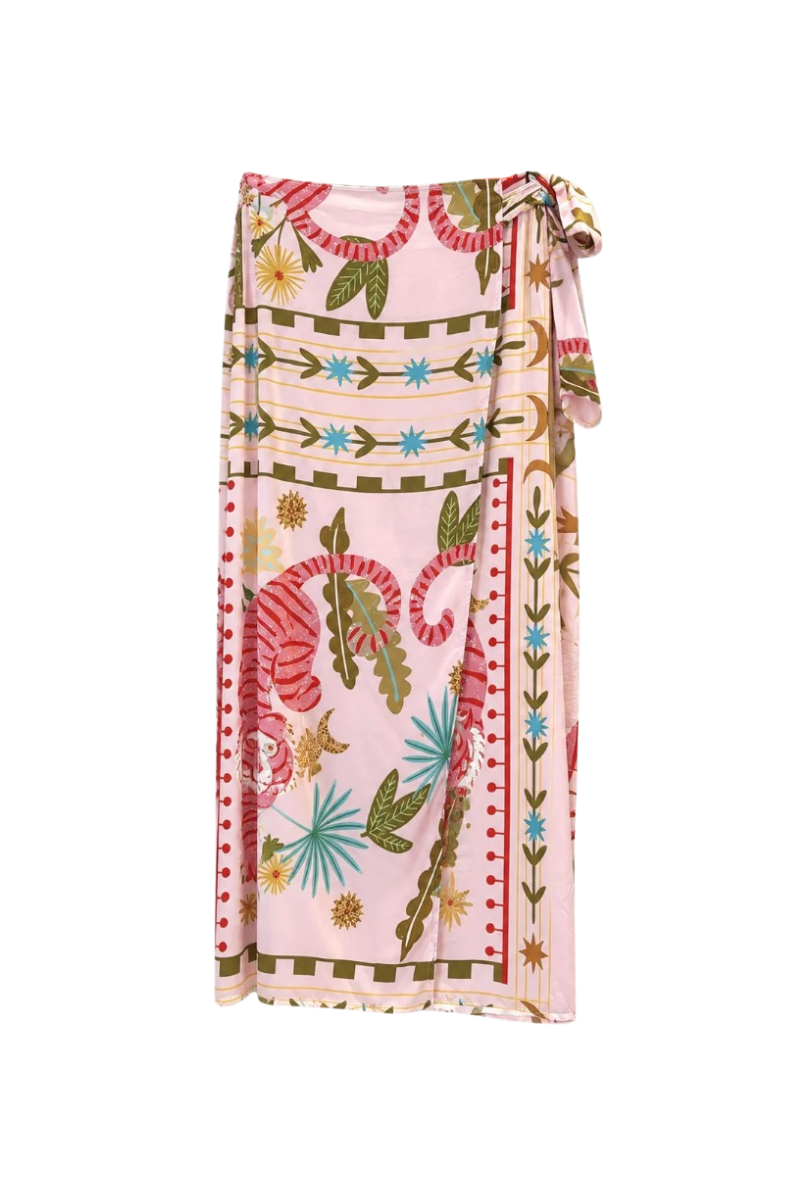 Dolce Maxi Wrap Skirt in Pink / Tiger