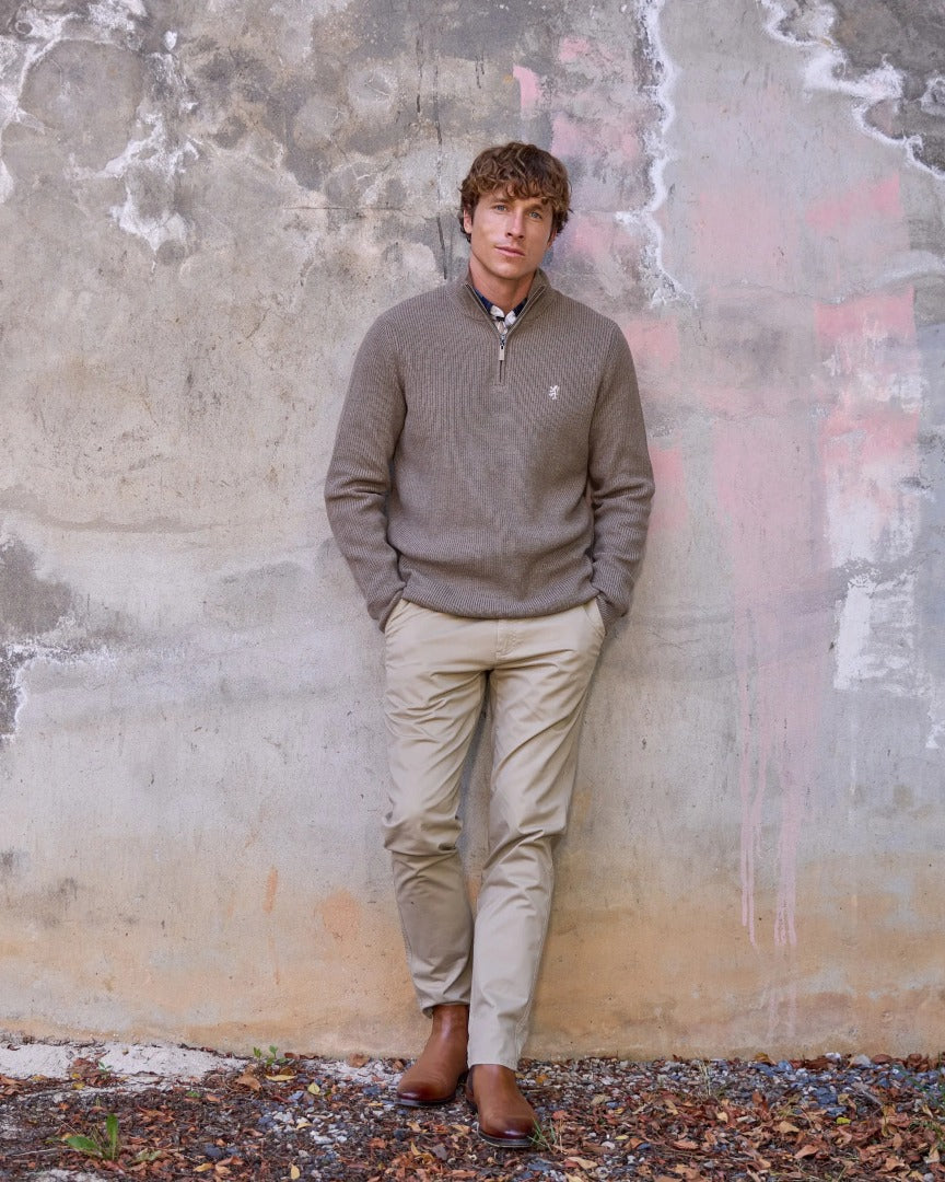 Albert 1/4 Zip Wool / Cotton Blend Knit