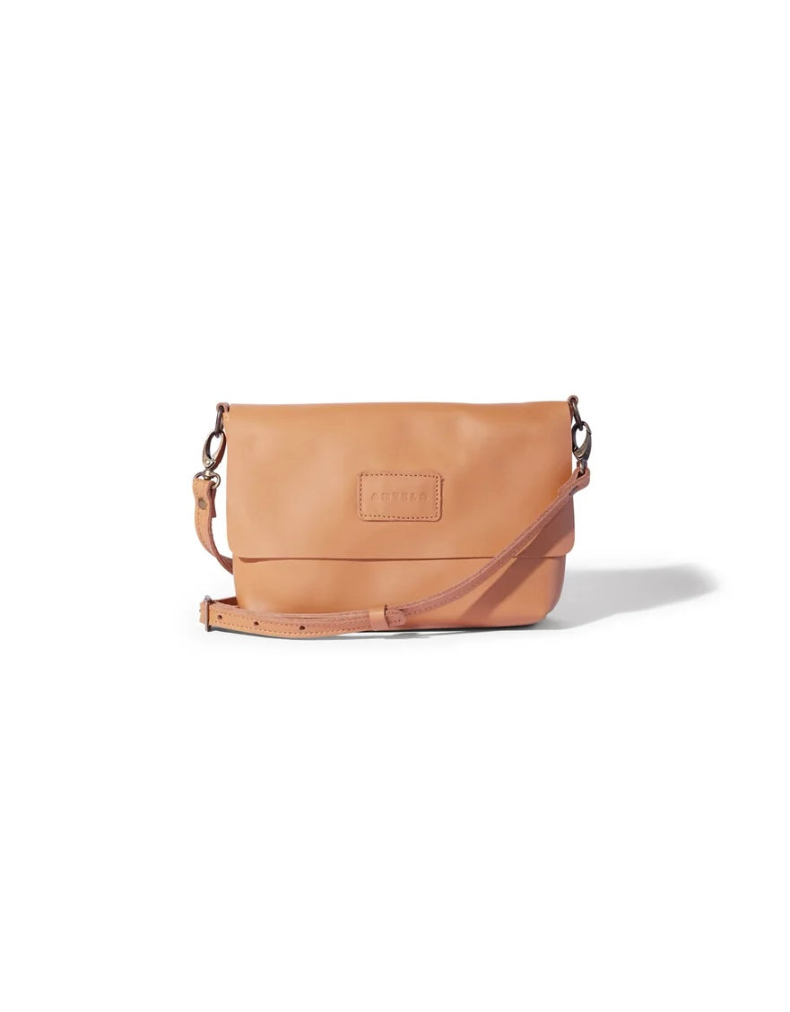 Jeanie Leather Crossbody in Almond Tan