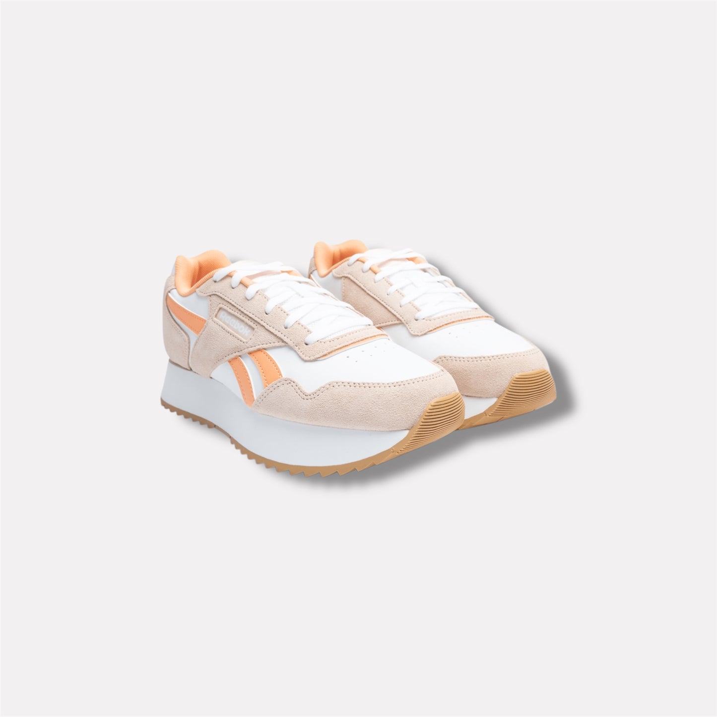 Glide Ripple Double Sneaker in White / Bleached Peach / Sunkissed Orange