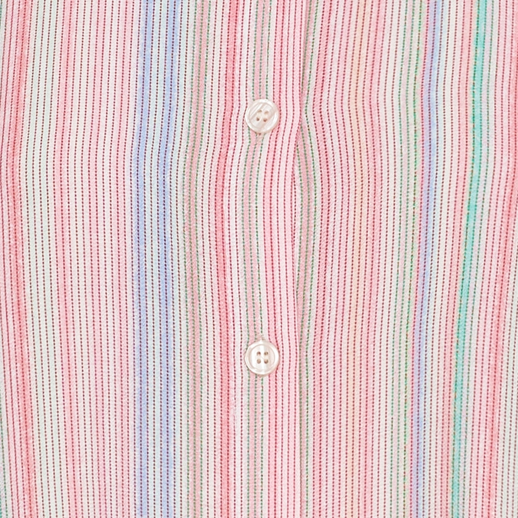 Manuela Mandarin Collar Shirt Dress in Rosa Stripe
