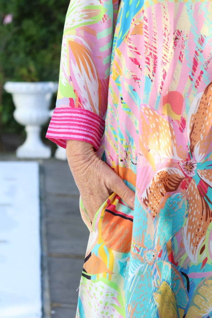 Tunic Dress in Pink / Yellow