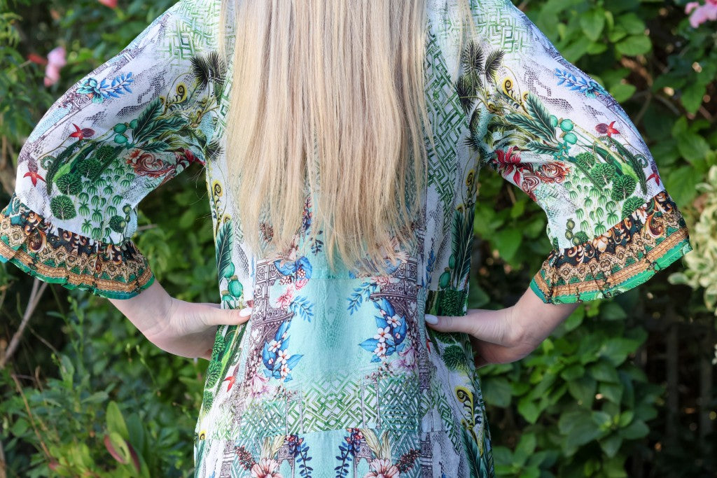 Ava Dress in Green / Red