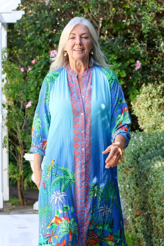 Arlene Raglan Maxi Dress in Turquoise