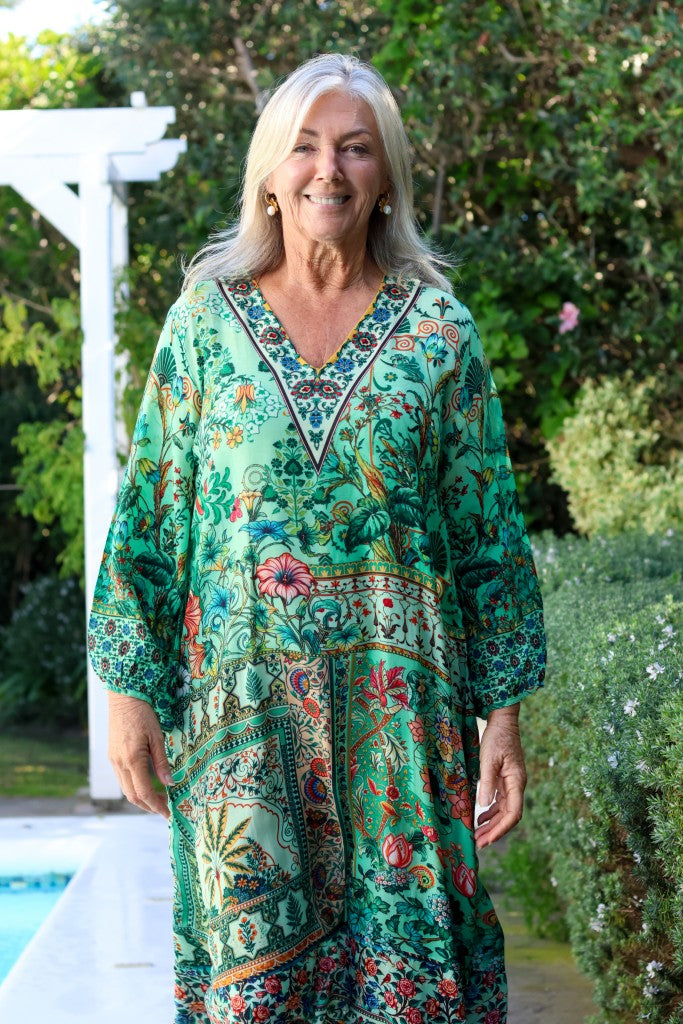 Plett V-Neck Dress in Greens
