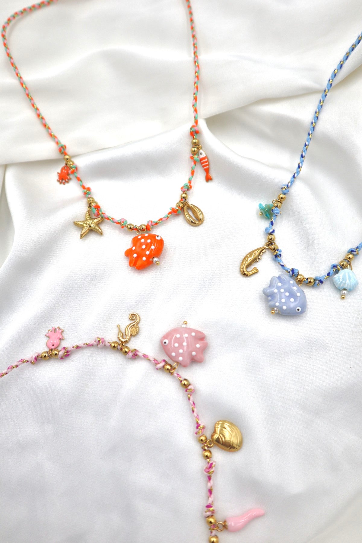 Algarve Rope Charm Necklace in Orange