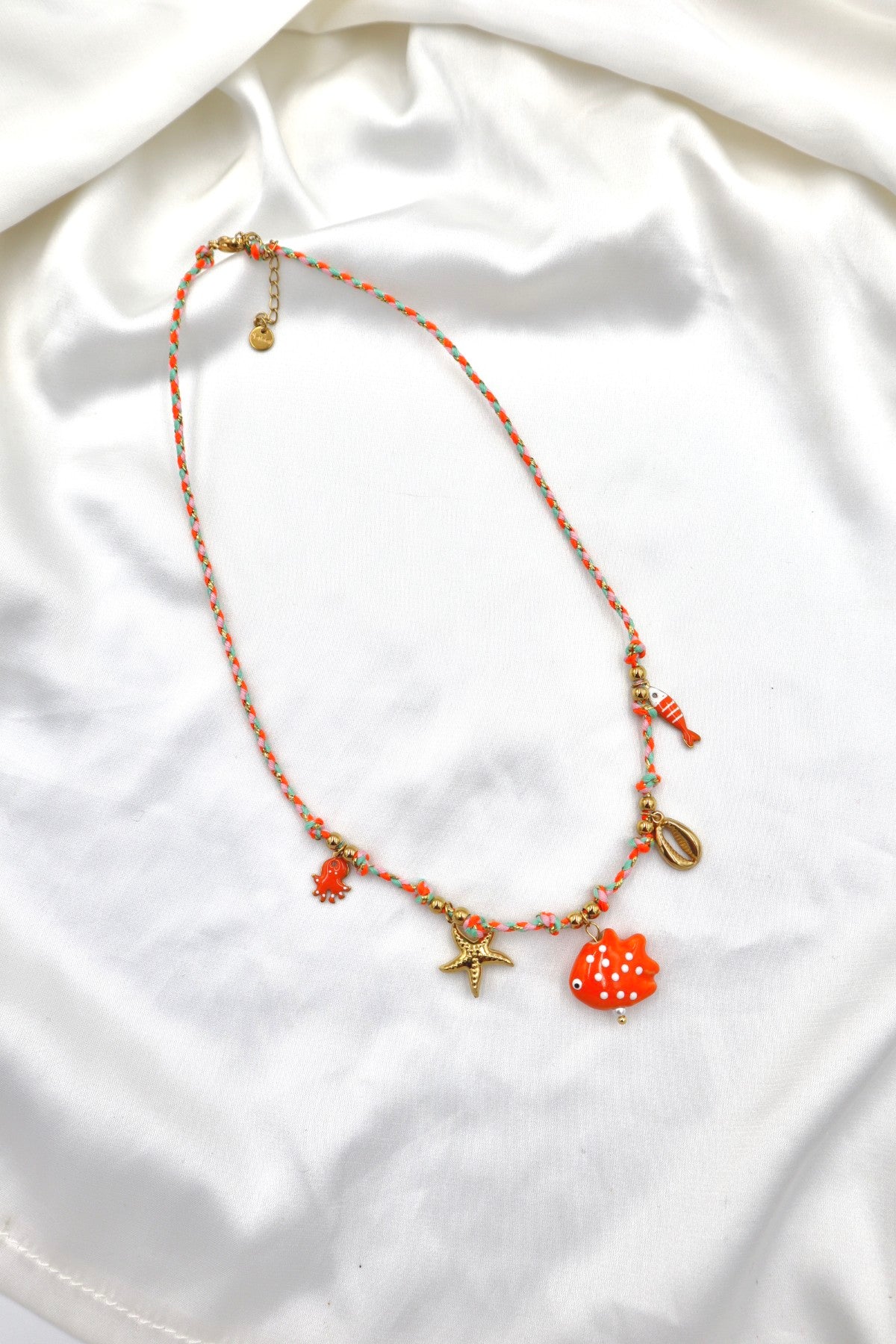 Algarve Rope Charm Necklace in Orange