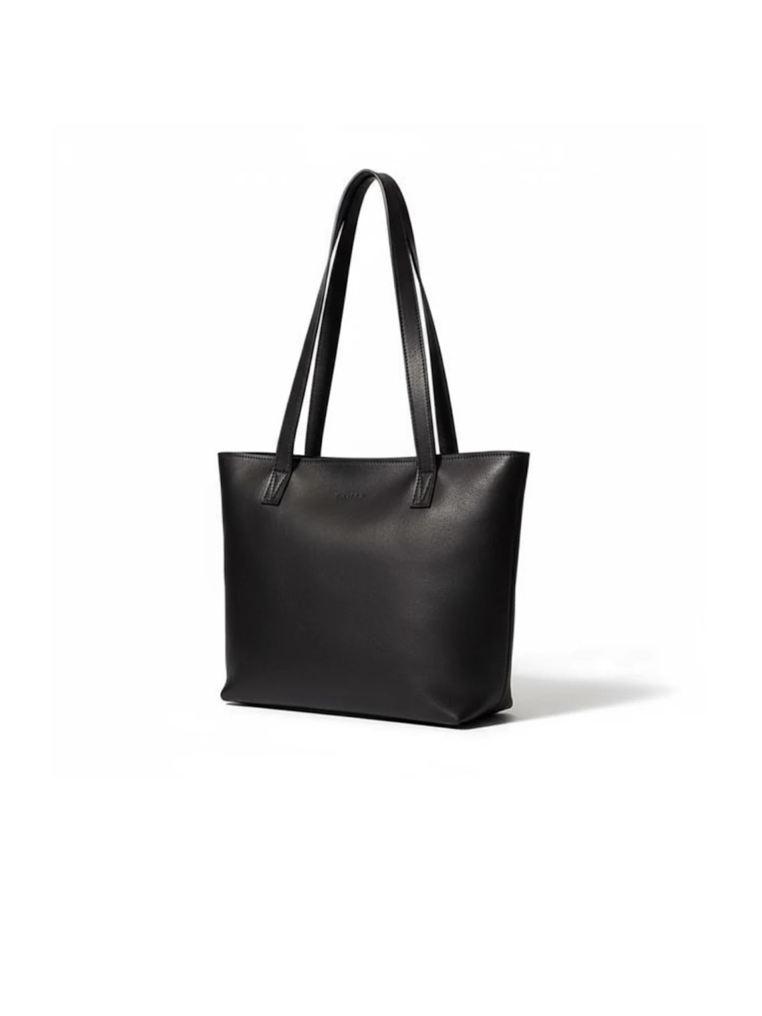Emmy Unlined Leather Tote with Zip in Black