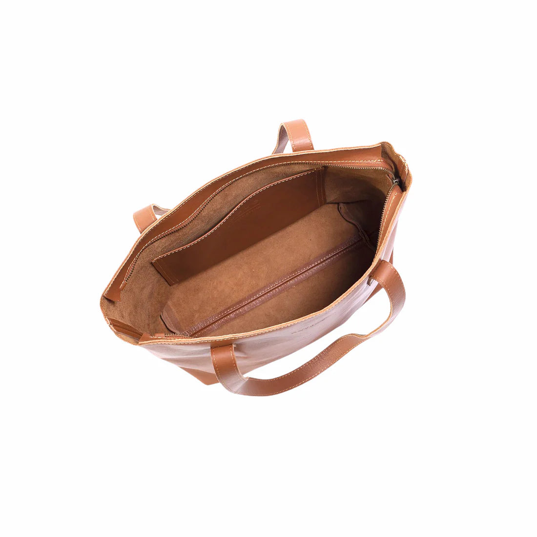 Emmy Unlined Leather Tote with Zip in Cider Tan