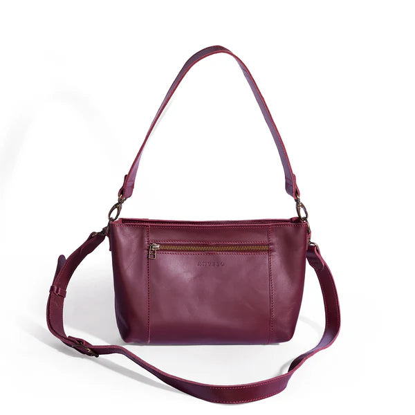 Margo Leather Crossbody + Shoulder Strap in Merlot