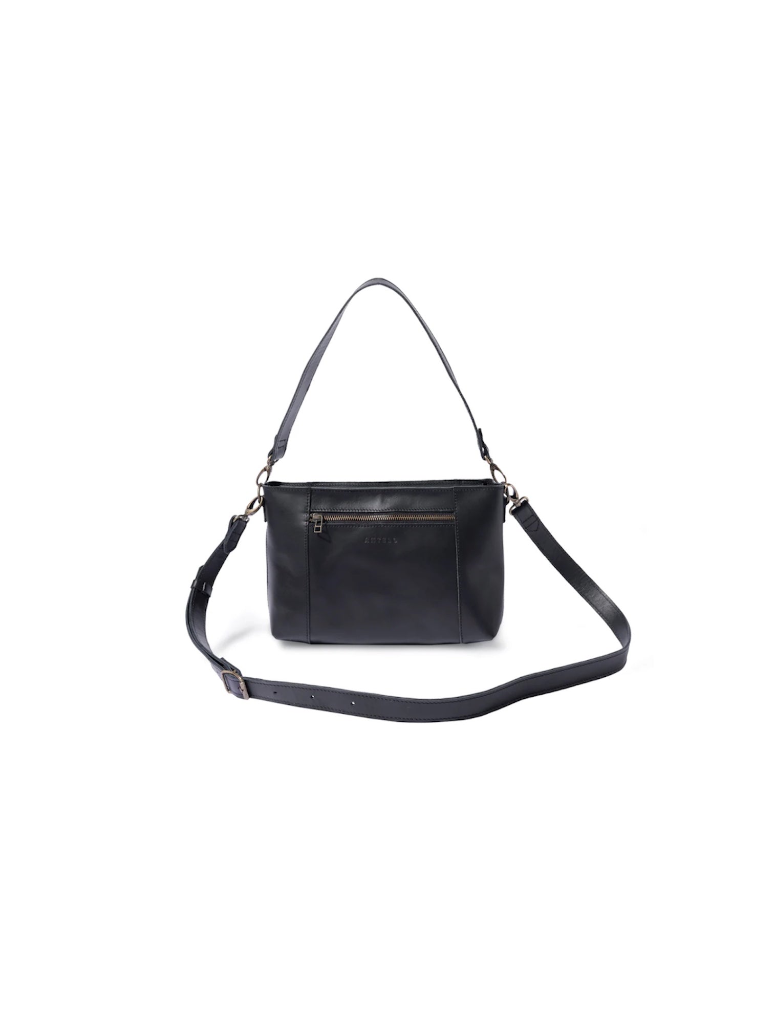 Margo Leather Crossbody + Shoulder Strap in Black