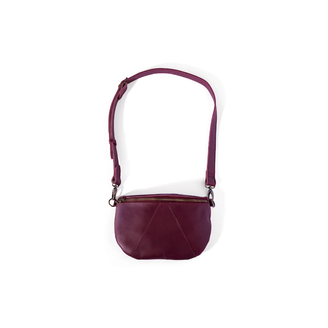 Ruby Classic Adjustable Leather Moonbag Crossbody in Merlot