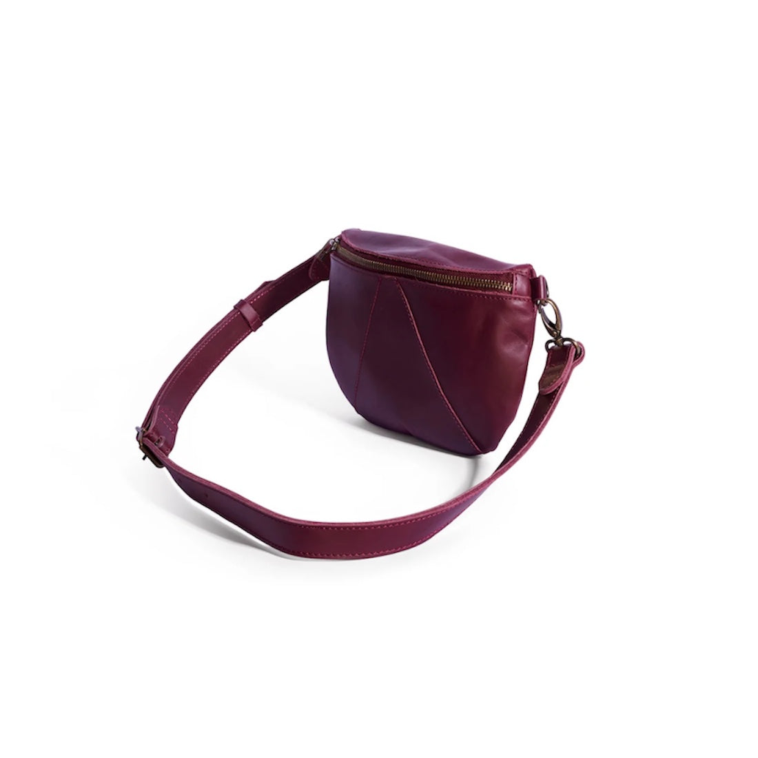 Ruby Classic Adjustable Leather Moonbag Crossbody in Merlot