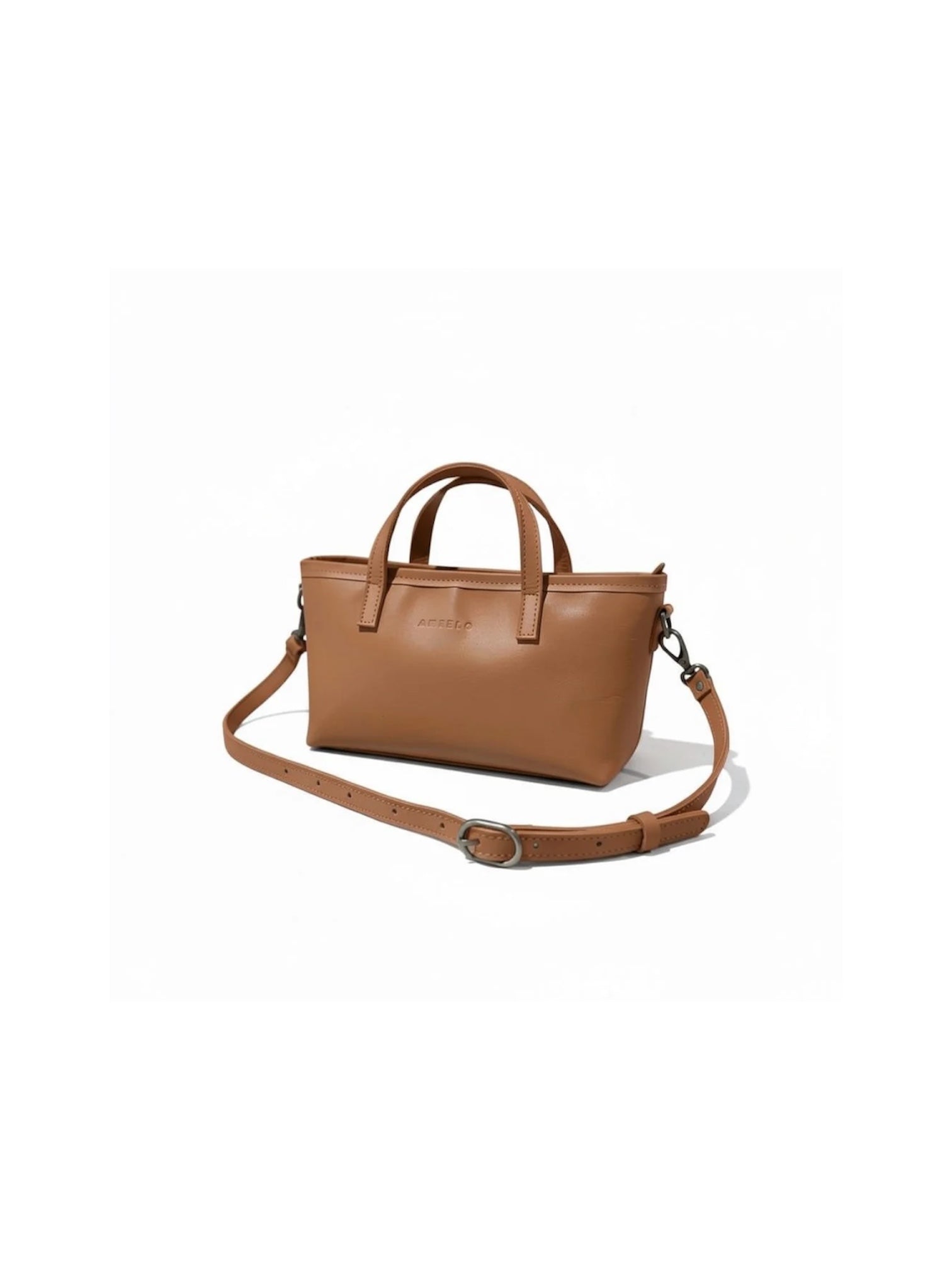 Zeta Mini Leather Crossbody Tote in Cider Tan