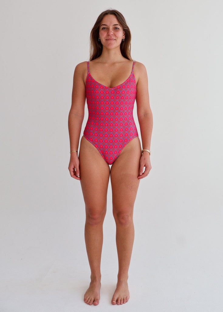 Lily Round Neck One Piece in India Pink