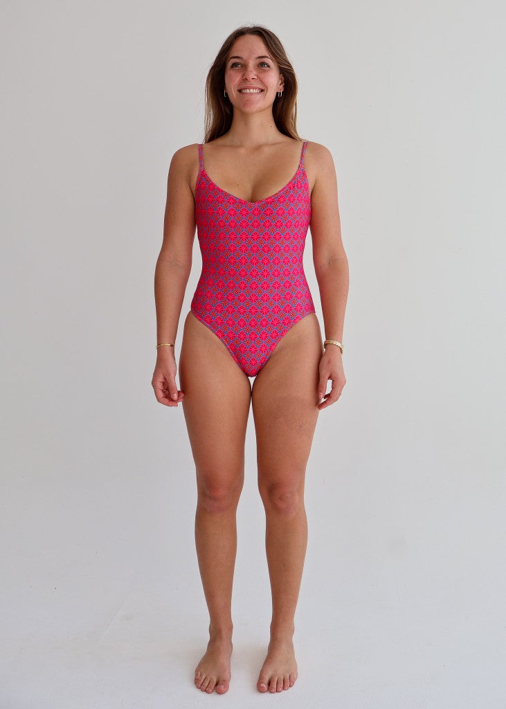 Lily Round Neck One Piece in India Pink