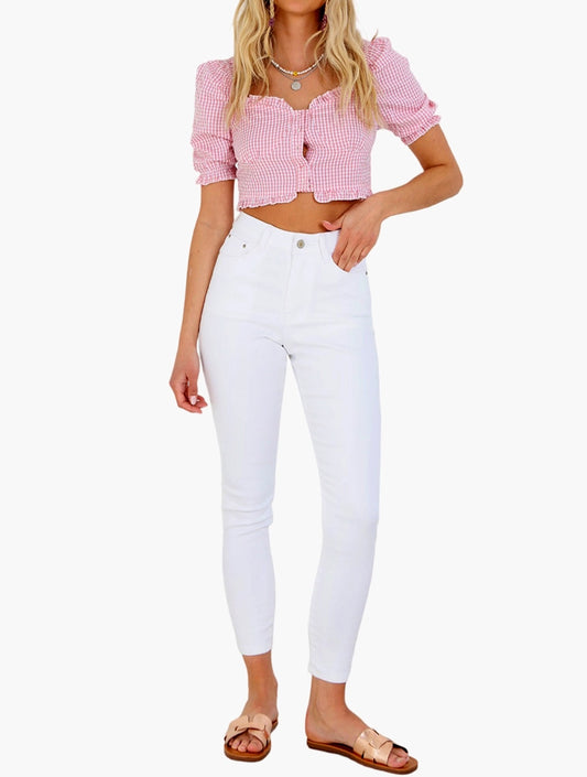 Lucy High Waisted White Jeans