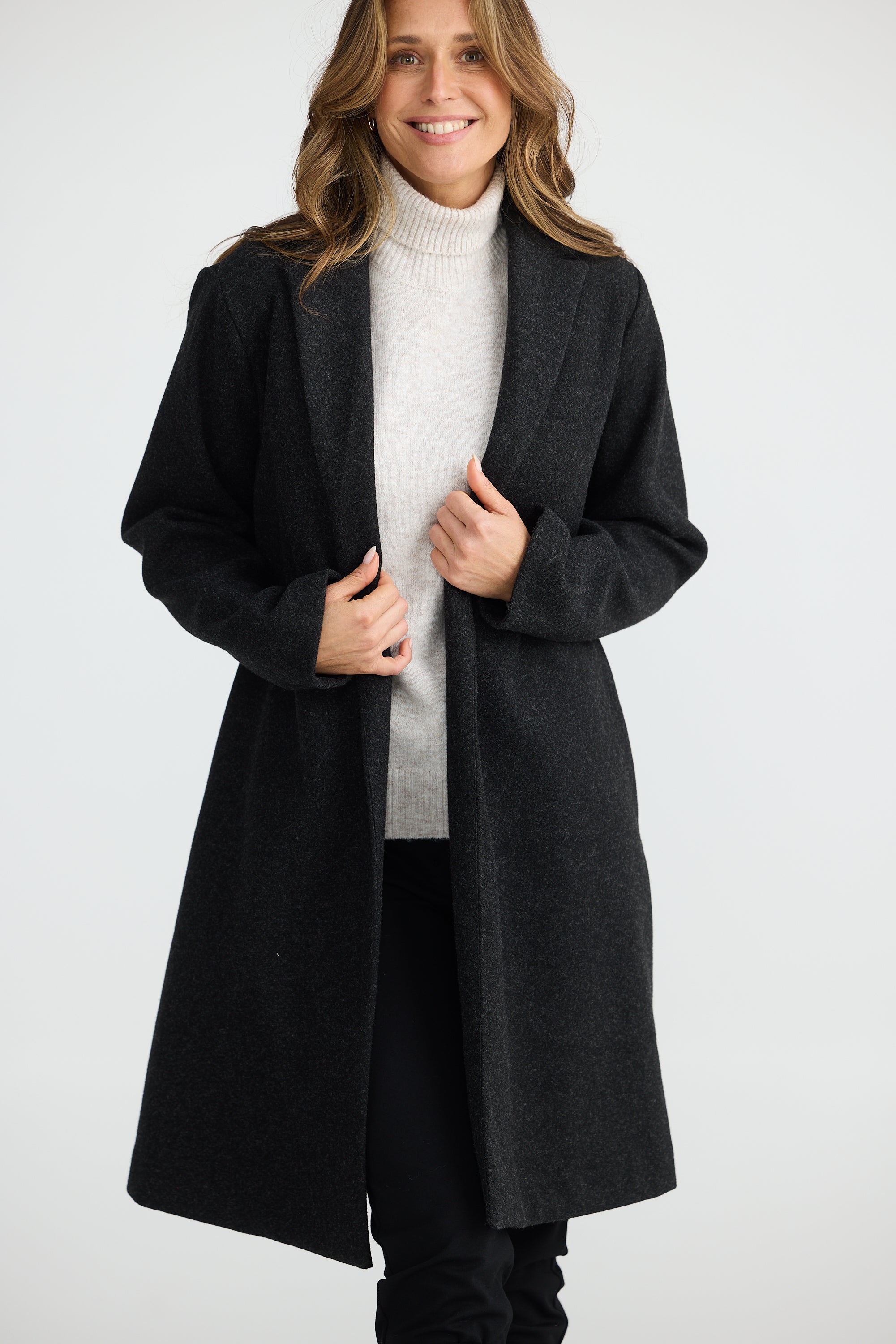 Bella Coat in Black Marle