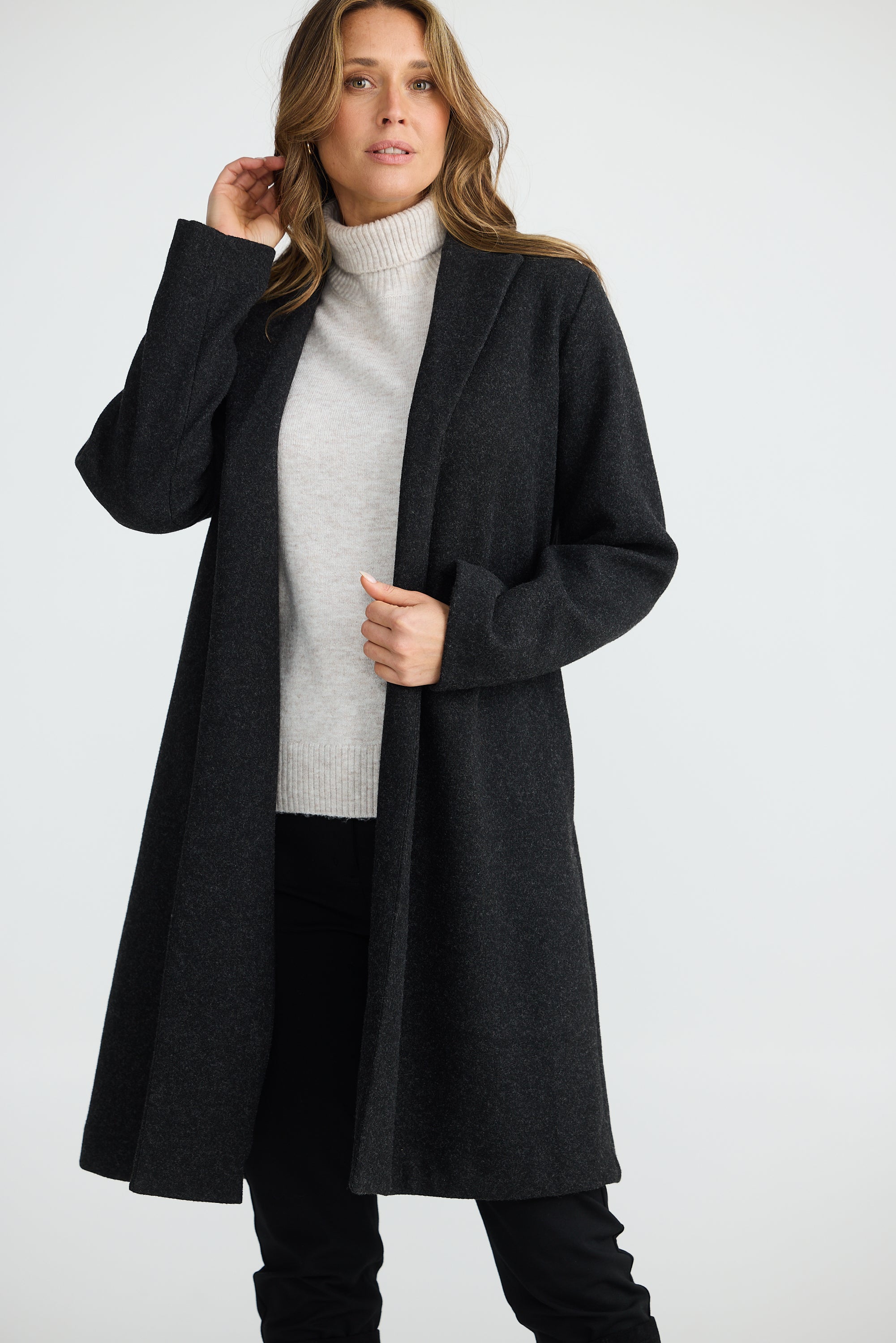 Bella Coat in Black Marle