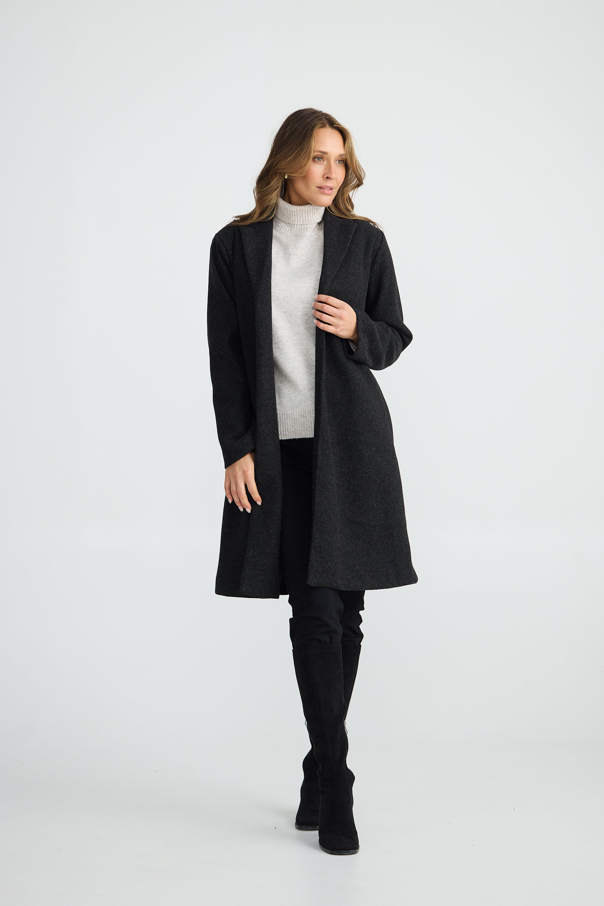 Bella Coat in Black Marle