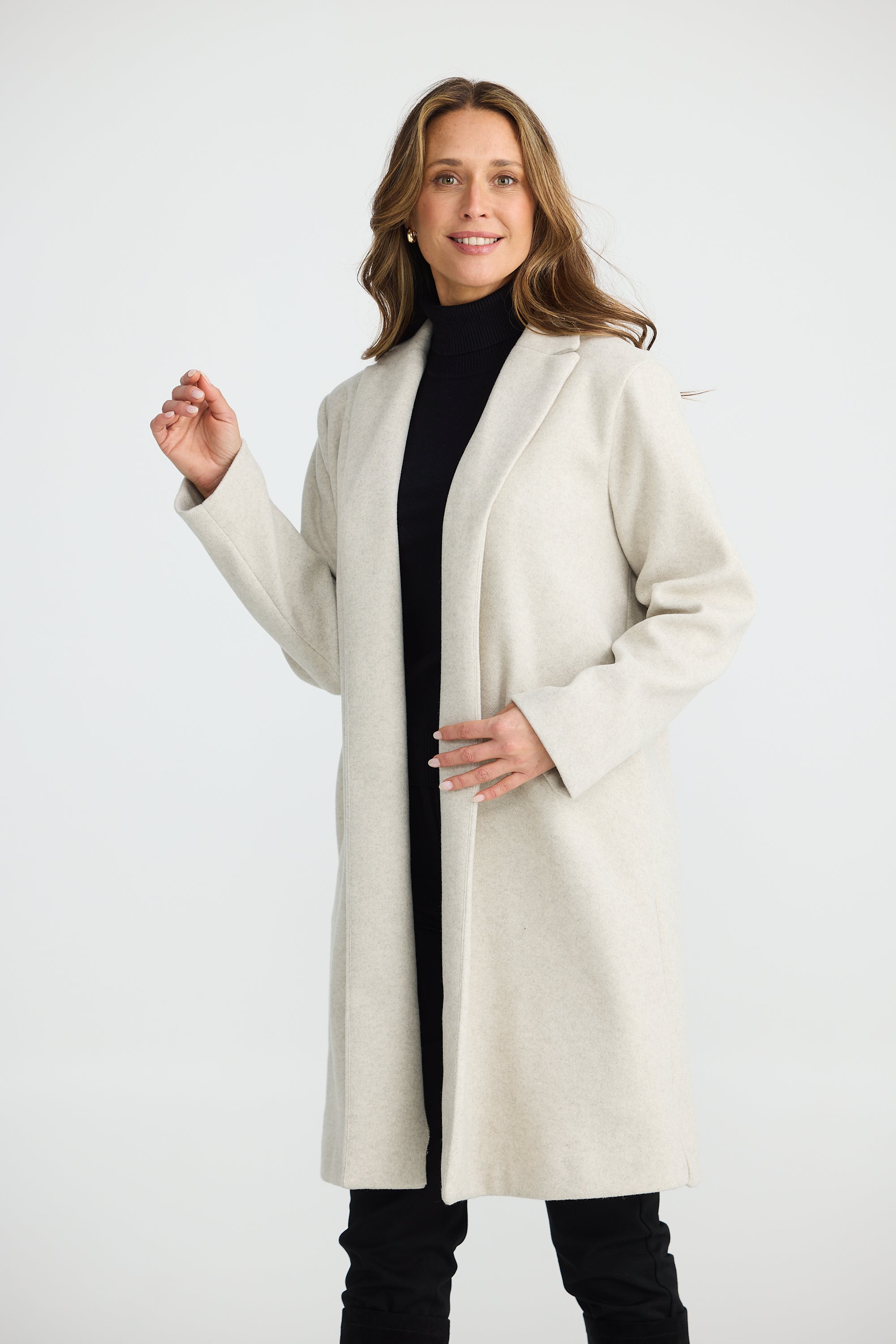 Bella Coat in Oat Marle