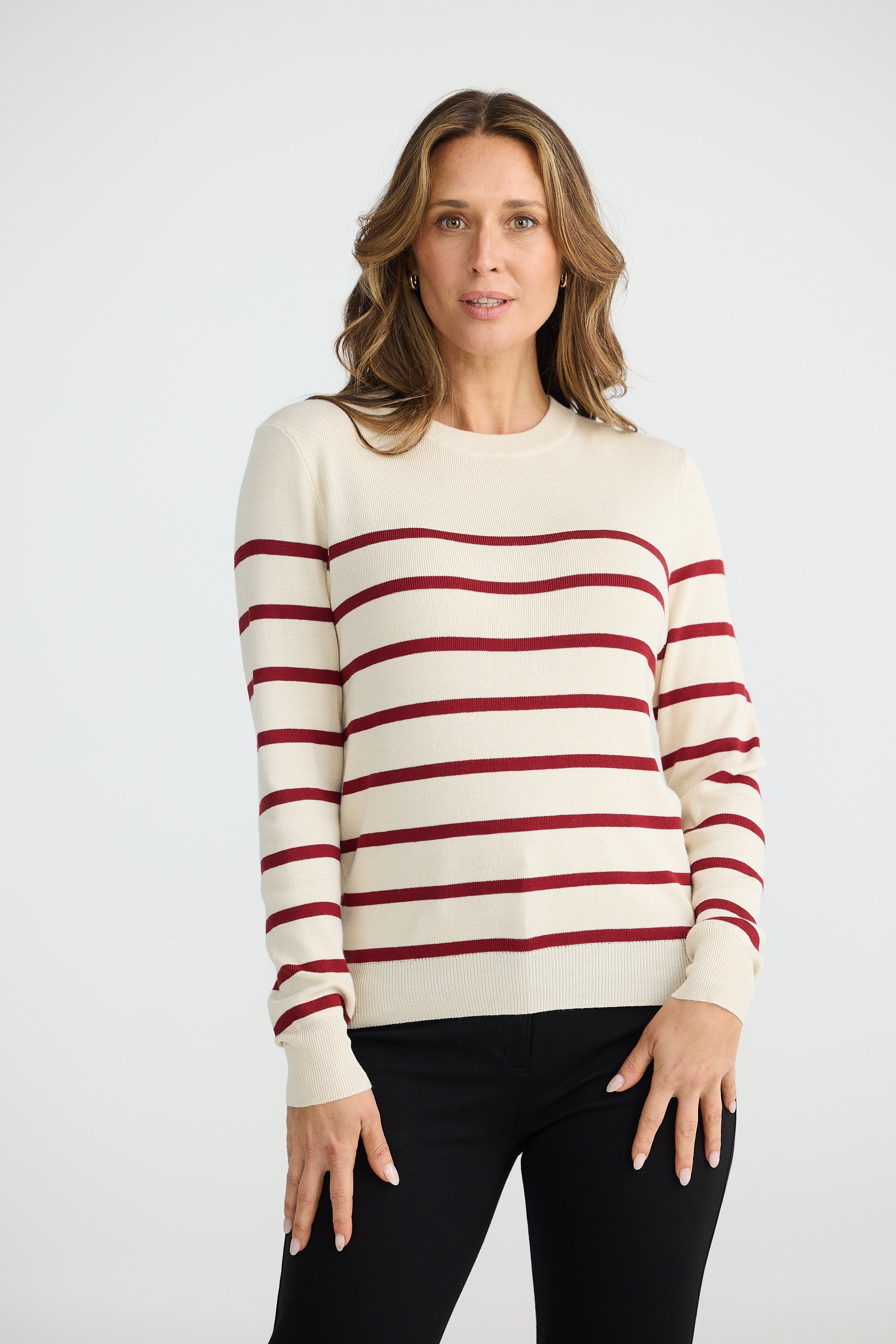 Cleo Knit in Oatmeal / Berry