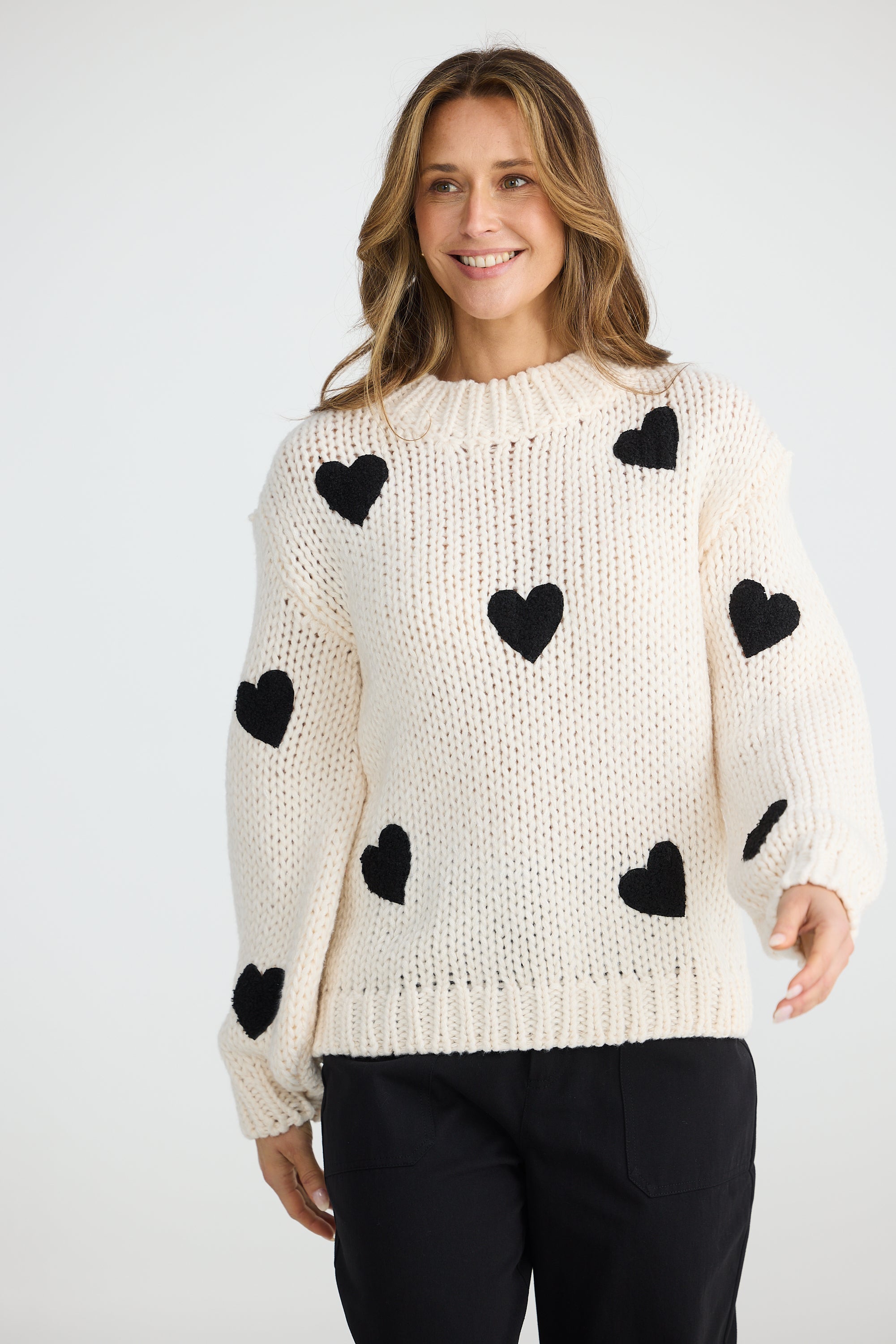 Heart on My Sleeve Knit in Off White / Black