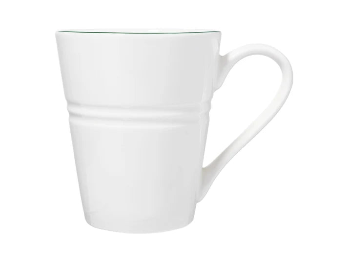 Basics Edge Rim Conical Mug in White / Green / 300ml