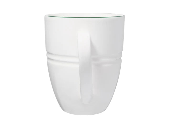 Basics Edge Rim Coupe Mug in White / Green / 390ml