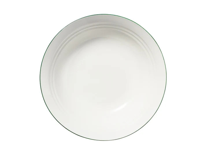 Basics Edge Rim Soup / Pasta Bowl in White / Green / 20 x 5.5cm