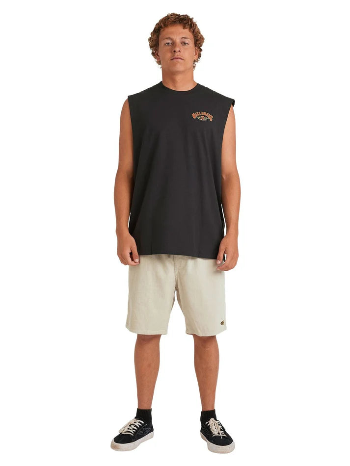 Heritage Arch Muscle Tank in Washed Black