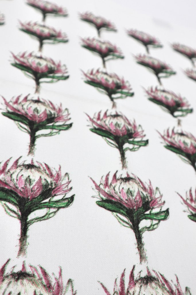 Printed Cotton Tea Towel in Protea Rows