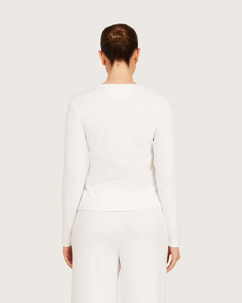 AiraRib Long Sleeve Henley Top in Chalk
