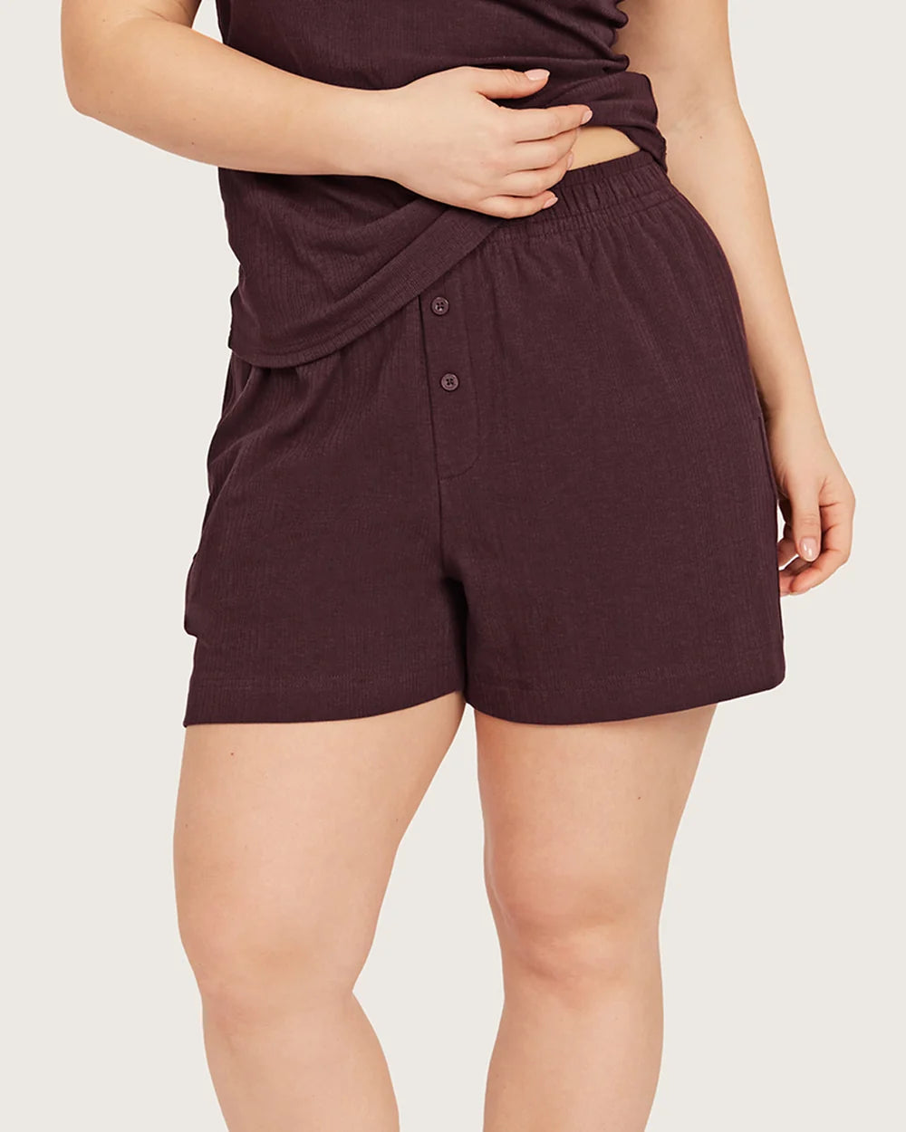 AiraRib Lounge Shorts in Mulberry