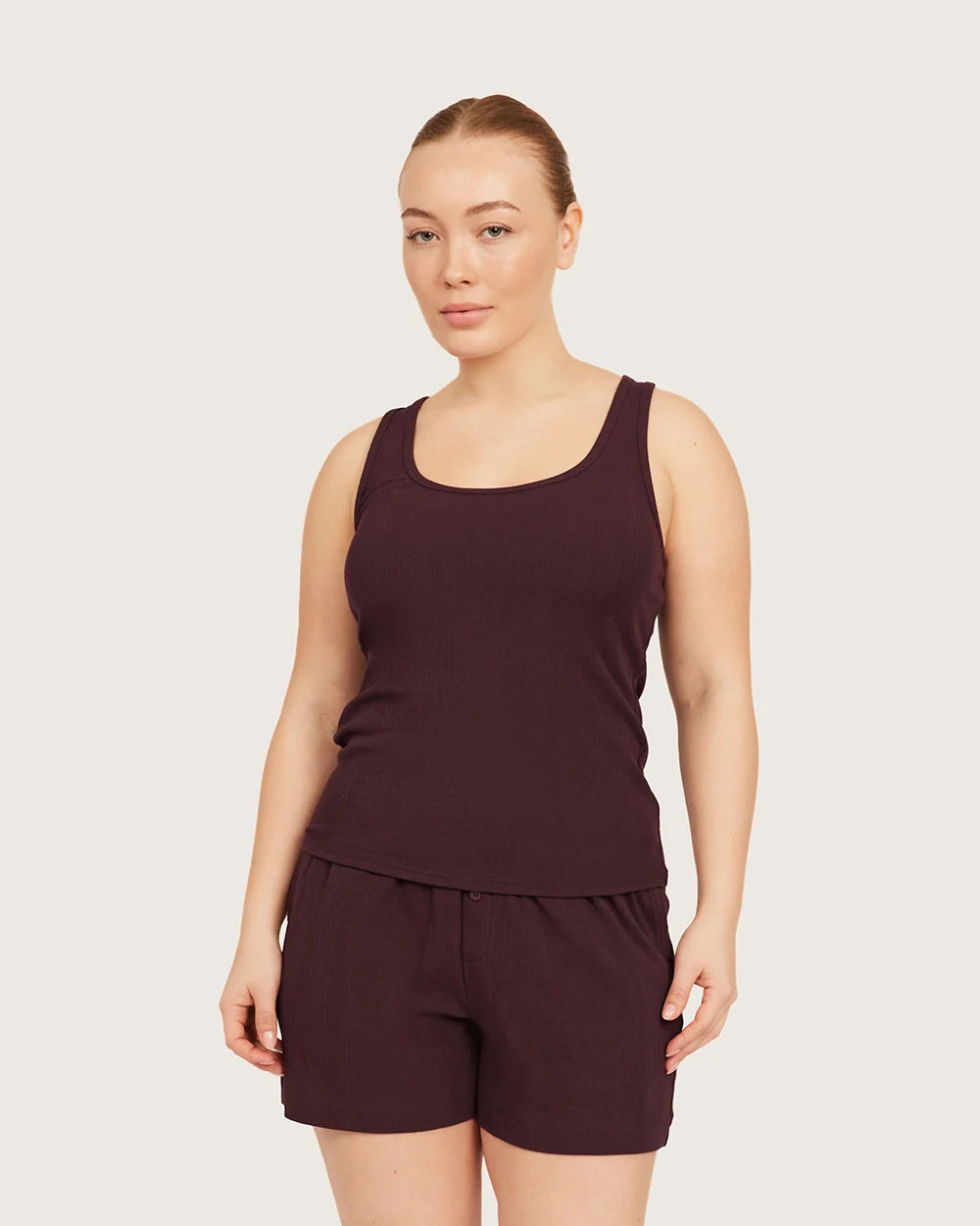 AiraRib Lounge Tank Top in Mulberry