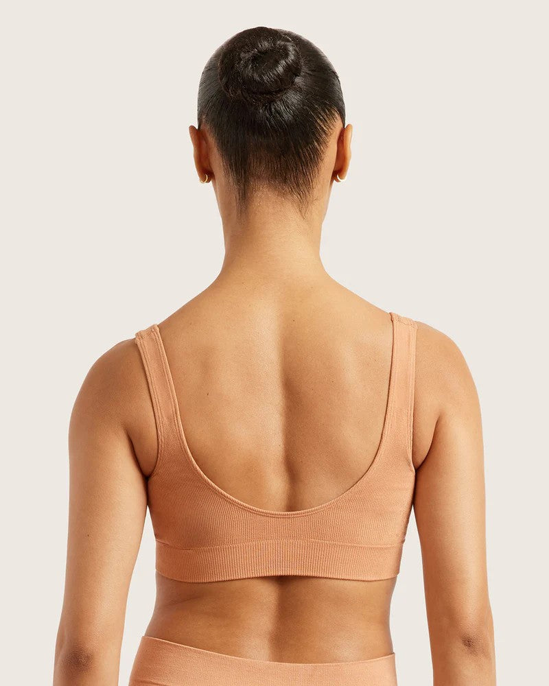 Bamboo Padded Shaper Crop Bra in Dune