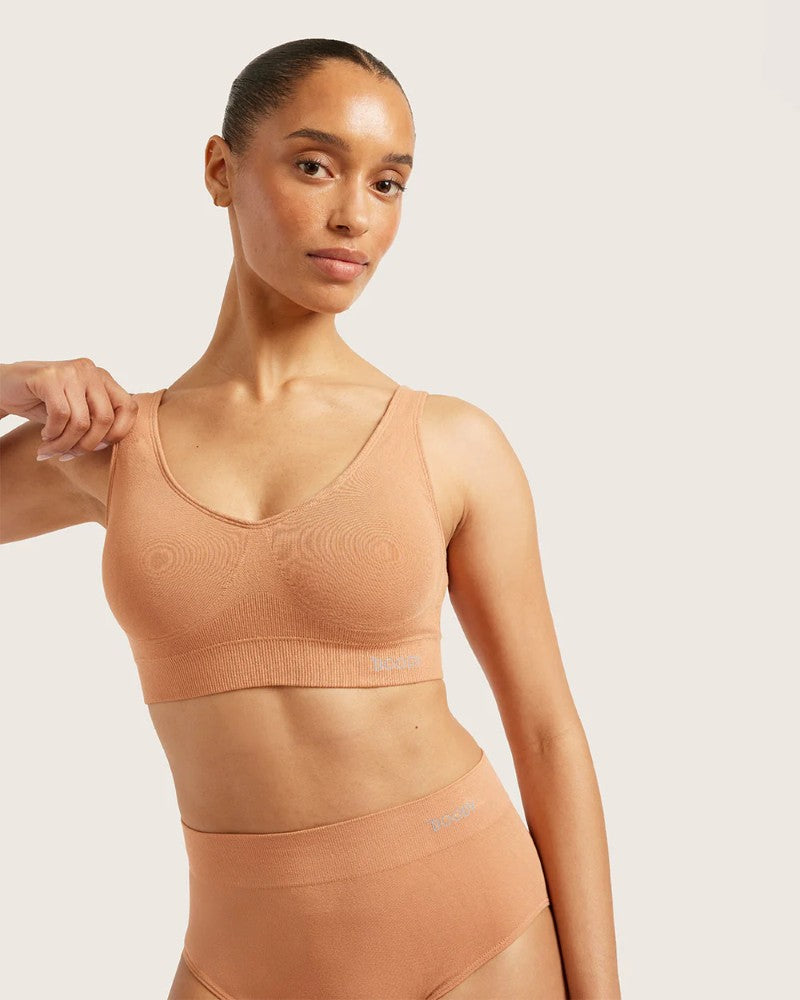 Bamboo Padded Shaper Crop Bra in Dune