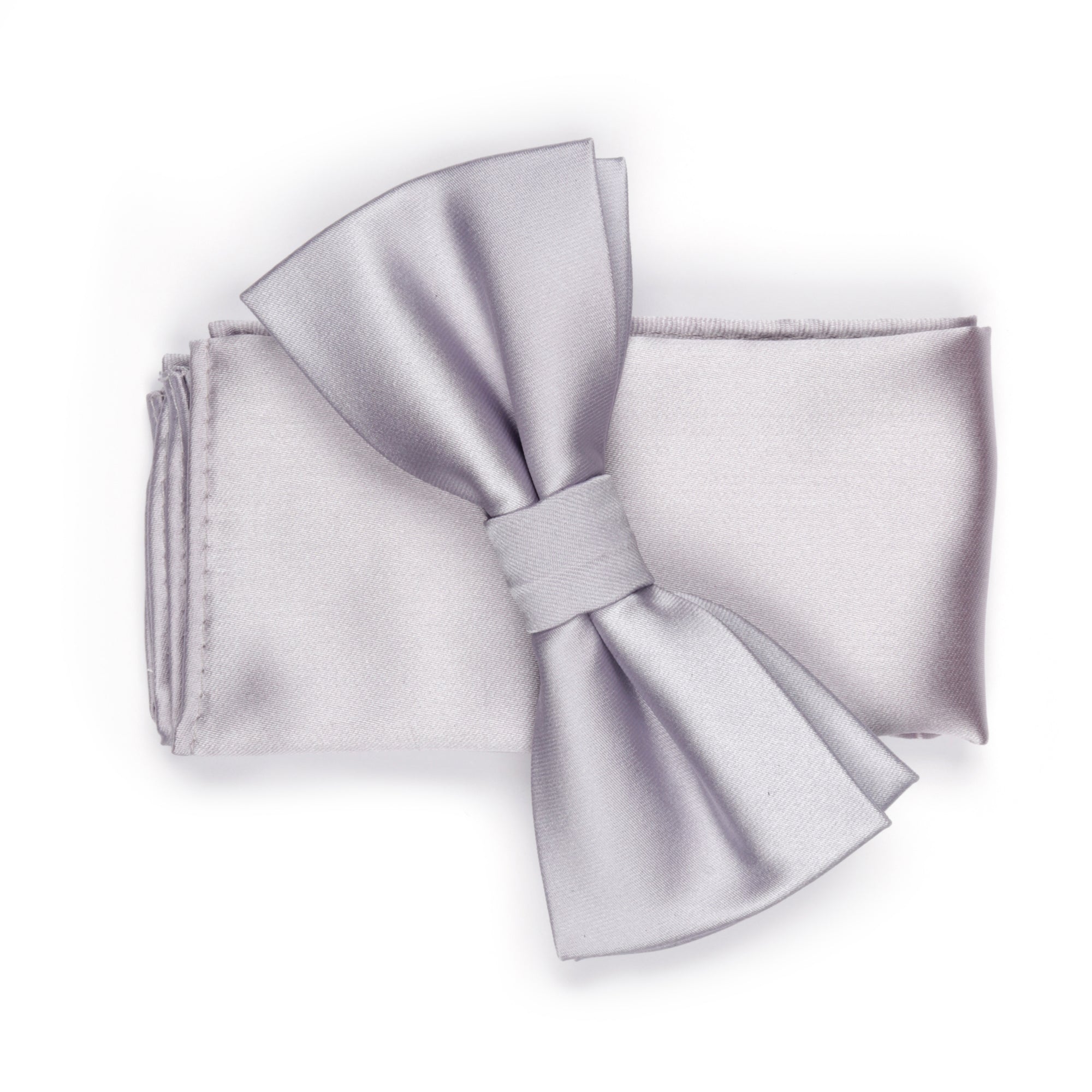 Bow Tie With Matching Pocket Square in Light Grey